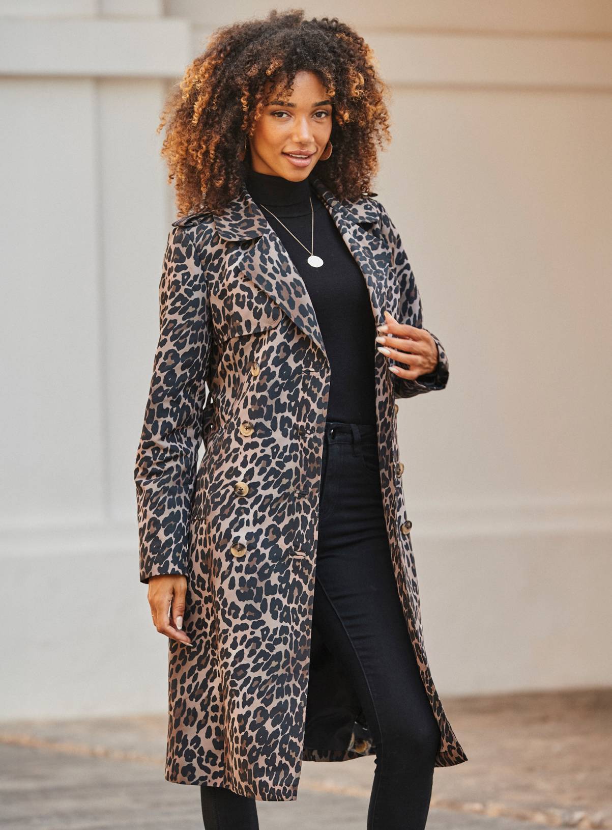 SOSANDAR Brown Leopard Print Trench Coat 10 - Image 3