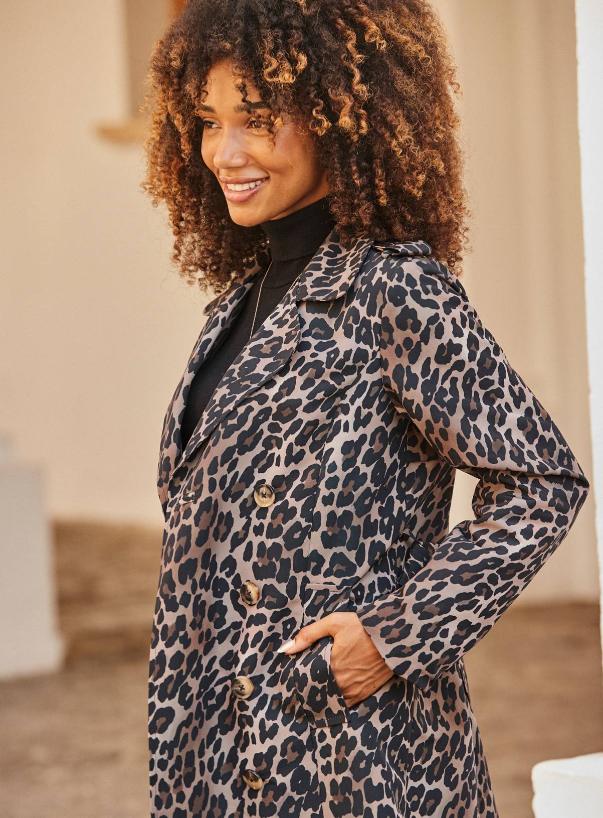 SOSANDAR Brown Leopard Print Trench Coat 10 - Image 6