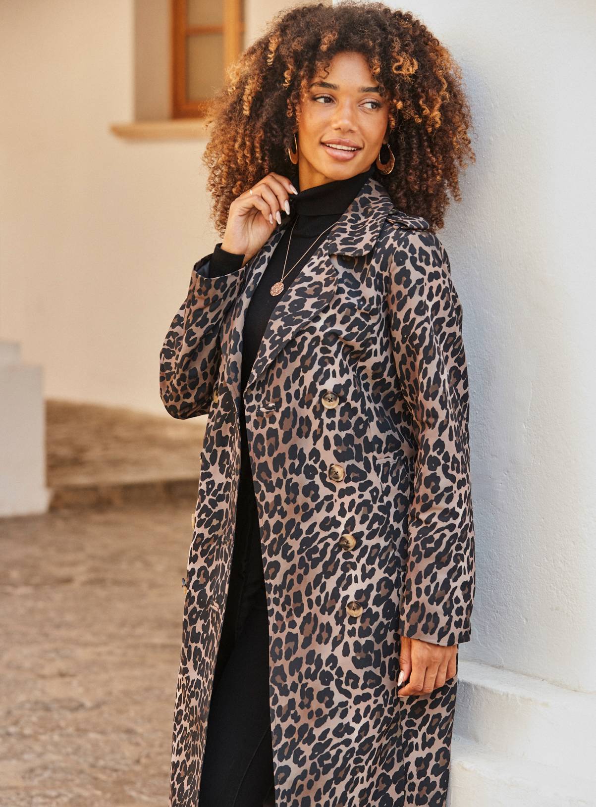 SOSANDAR Brown Leopard Print Trench Coat 10 - Image 7
