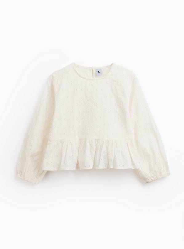 White Broderie Peplum Blouse 10 years