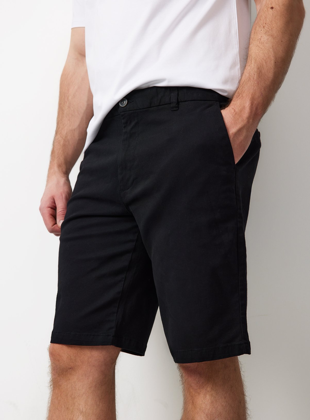 Black Longer Length Chino Shorts 50 - Image 2 thumbnail