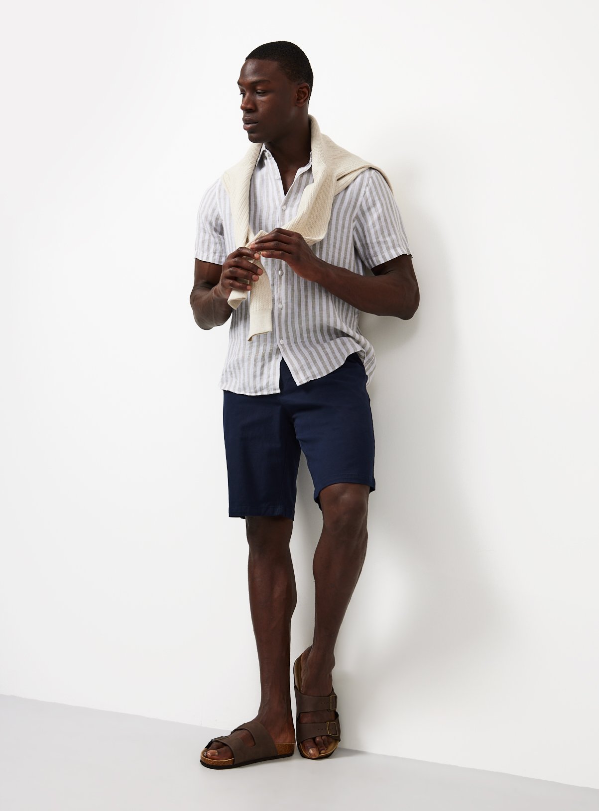 Navy Longer Length Chino Shorts 50 - Image 2 thumbnail