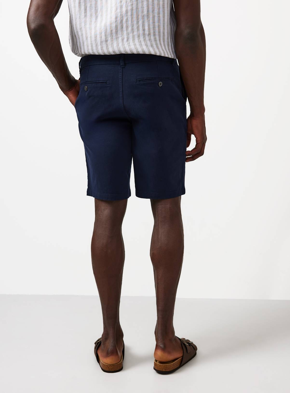 Navy Longer Length Chino Shorts 50 - Image 5