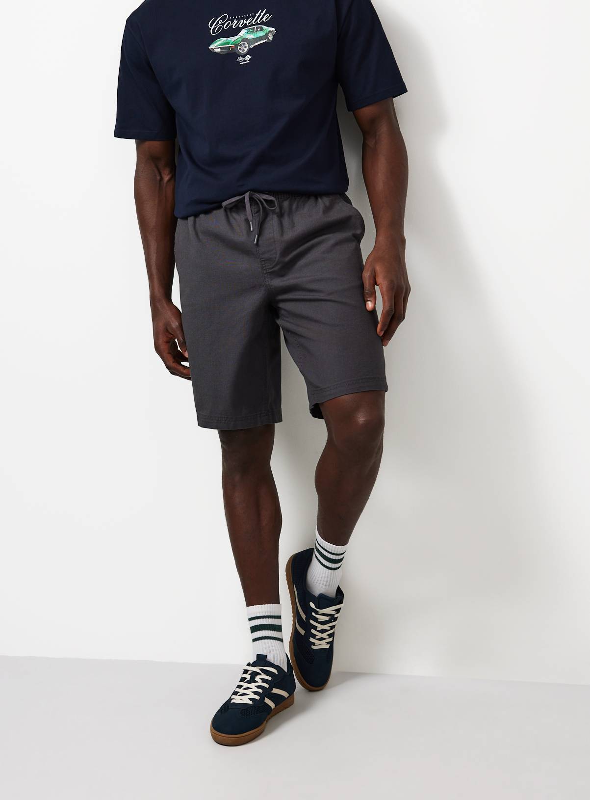 Charcoal Pull On Cotton Shorts 44 - Image 1