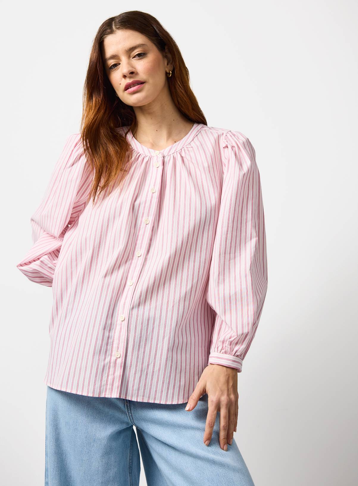 Pink Stripe Long Sleeve Blouse 16 - Image 1