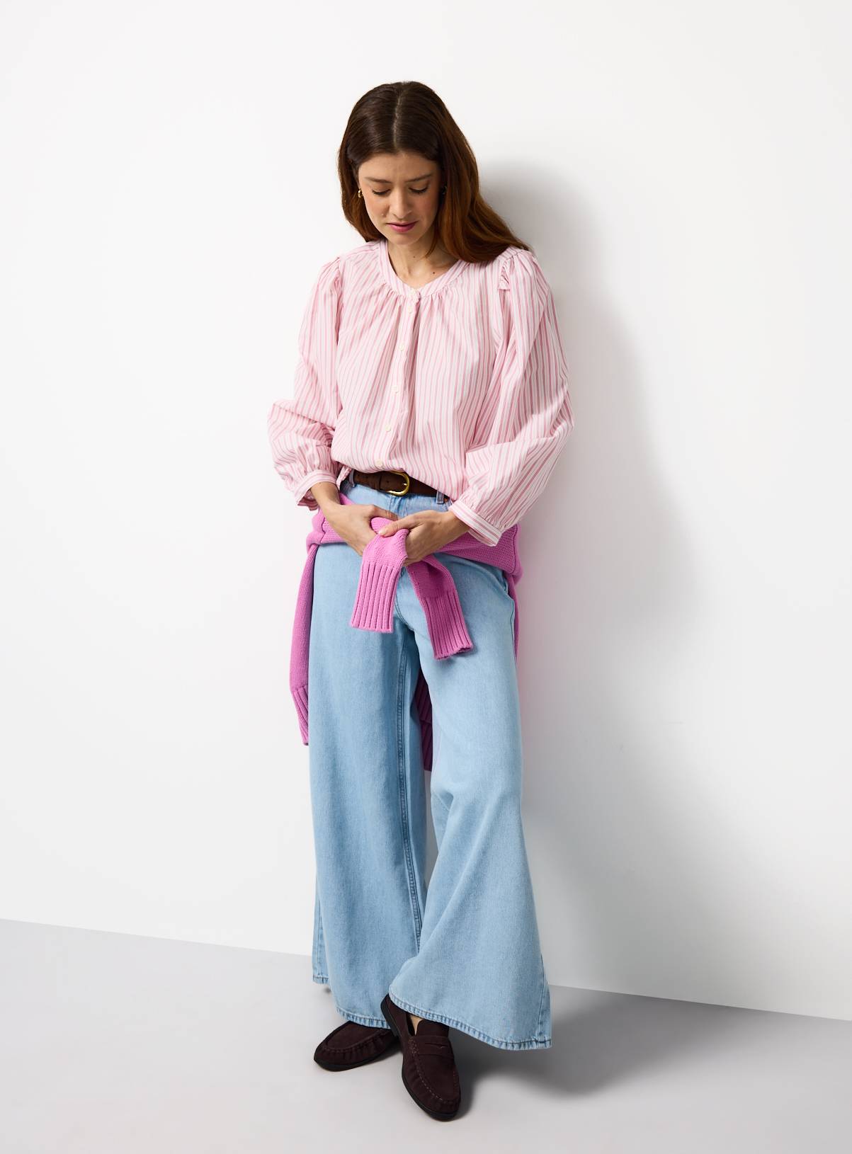 Pink Stripe Long Sleeve Blouse 16 - Image 2