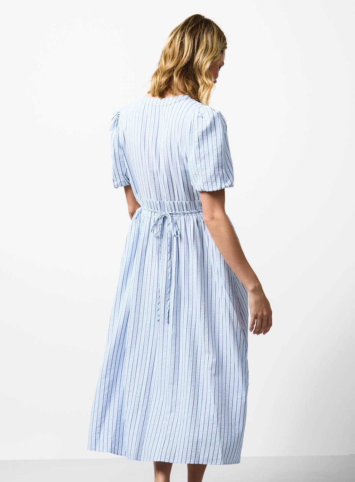 Blue V-Neck Striped Midaxi Tea Dress 14 - Image 4