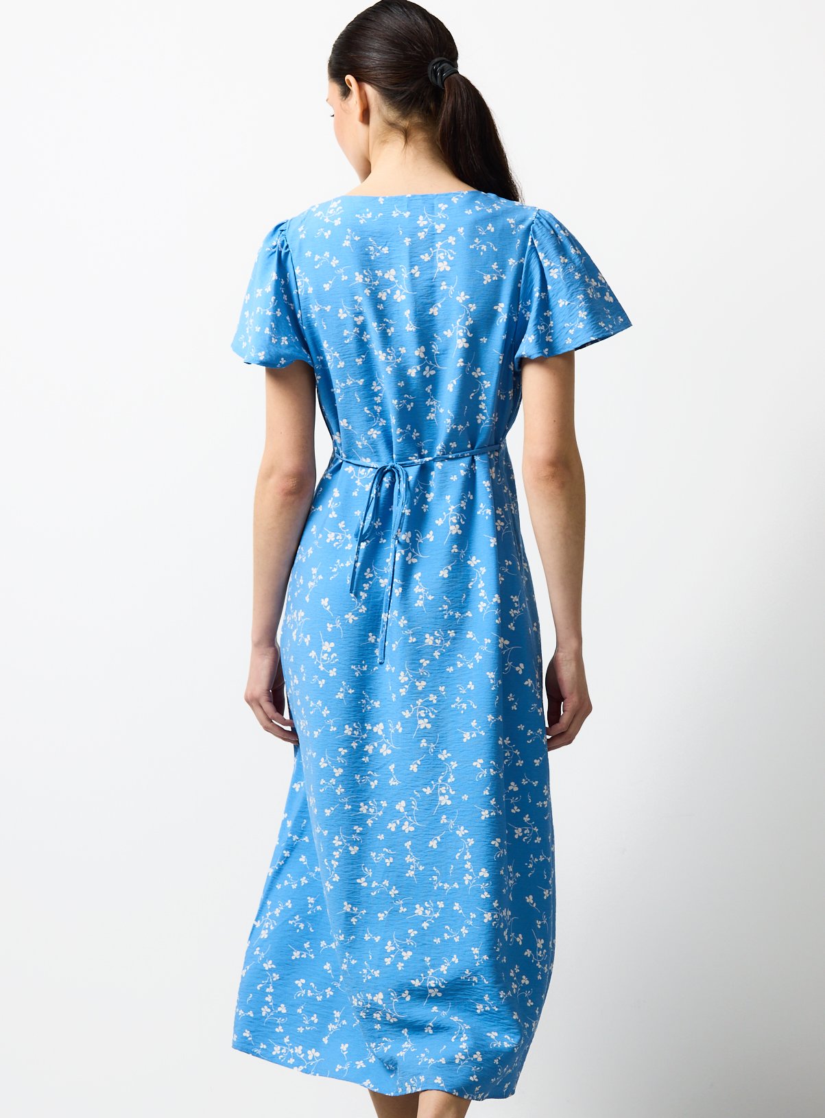 Blue Floral Print Midaxi Tea Dress 12 - Image 4 thumbnail