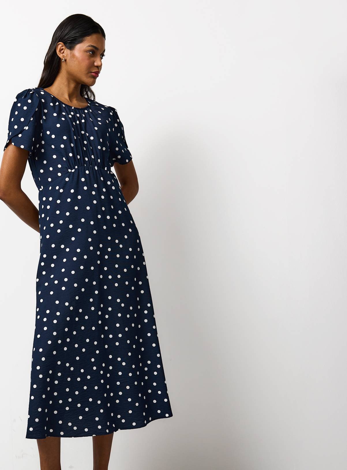 Navy Spot Print Maxi Tea Dress 10 - Image 1