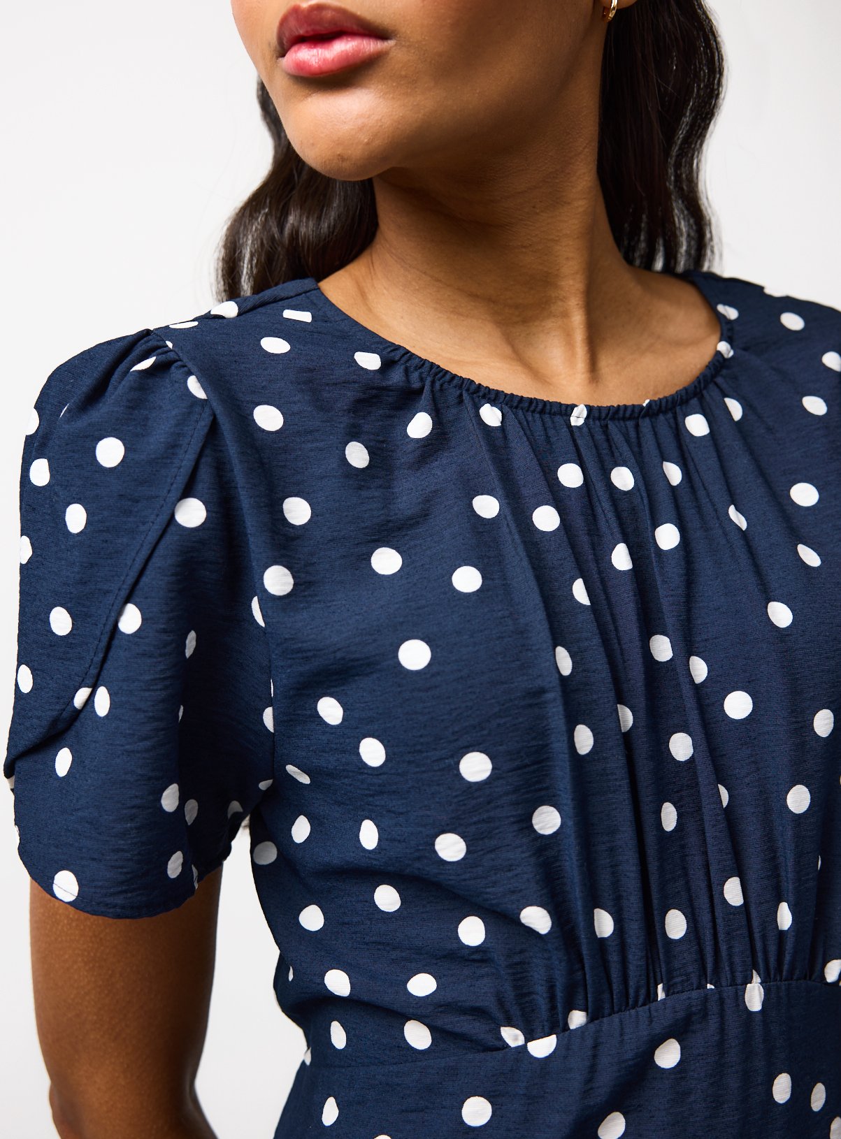 Navy Spot Print Maxi Tea Dress 10 - Image 2 thumbnail