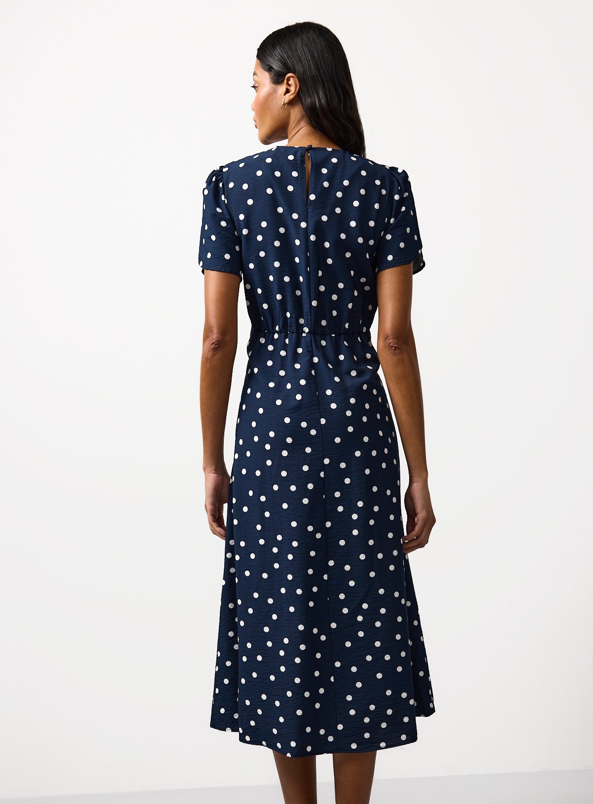 Navy Spot Print Maxi Tea Dress 10 - Image 4 thumbnail