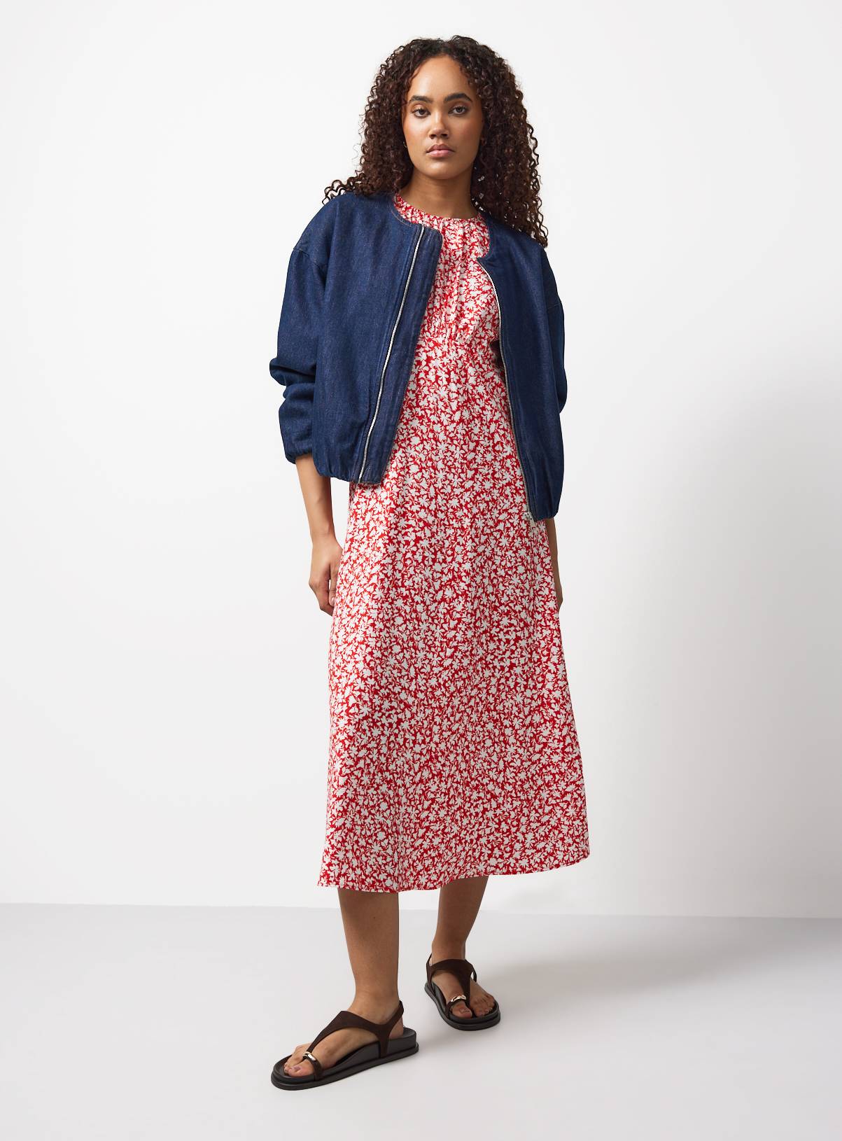 Red Floral Print Maxi Tea Dress 14 - Image 2