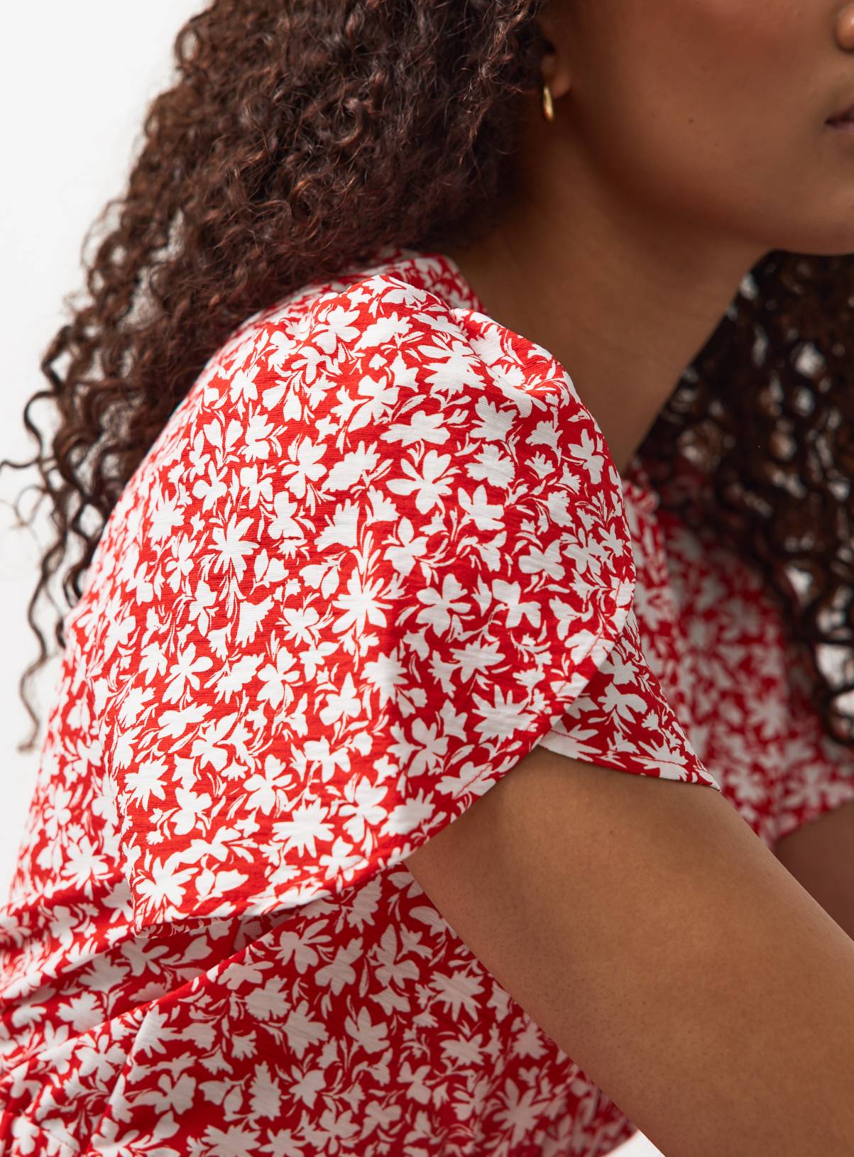 Red Floral Print Maxi Tea Dress 14 - Image 3