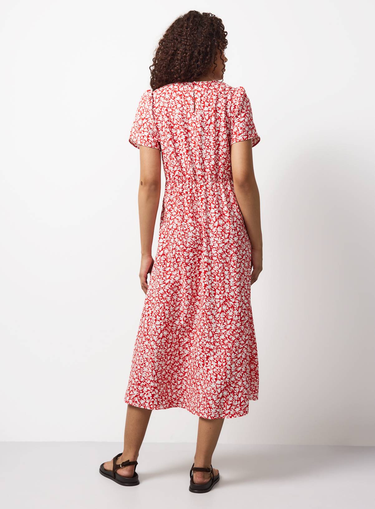 Red Floral Print Maxi Tea Dress 14 - Image 4