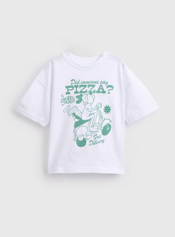 White Pizza Print T-Shirt 5-6 years