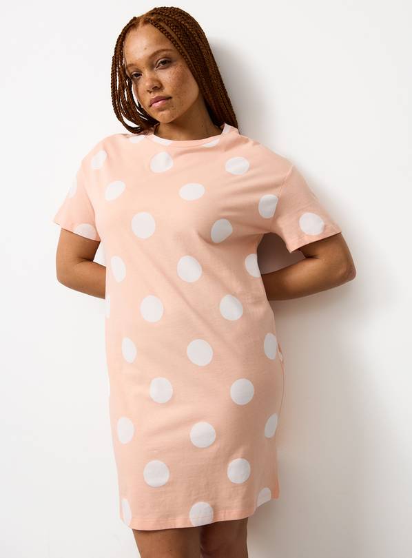 Pink Polka Dot Print Sleep Tee L