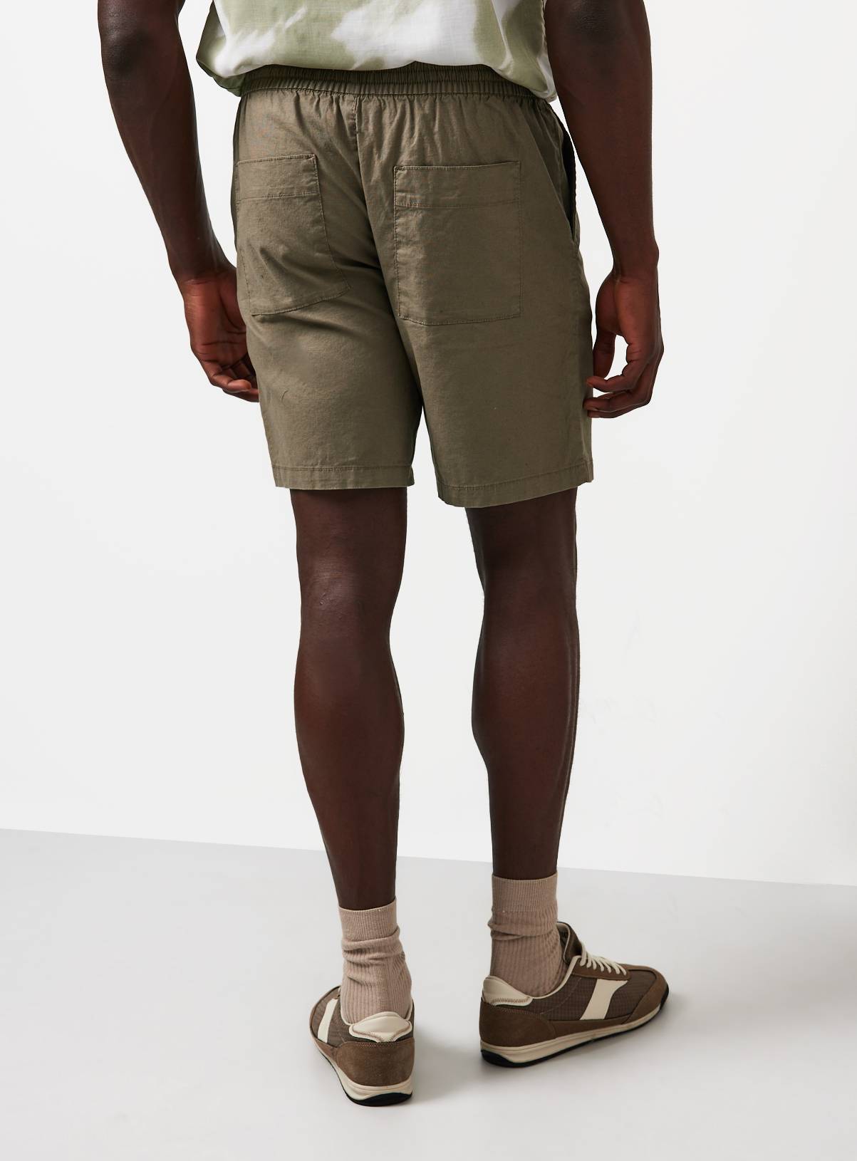 Brown Linen Blend Shorts 38 - Image 5