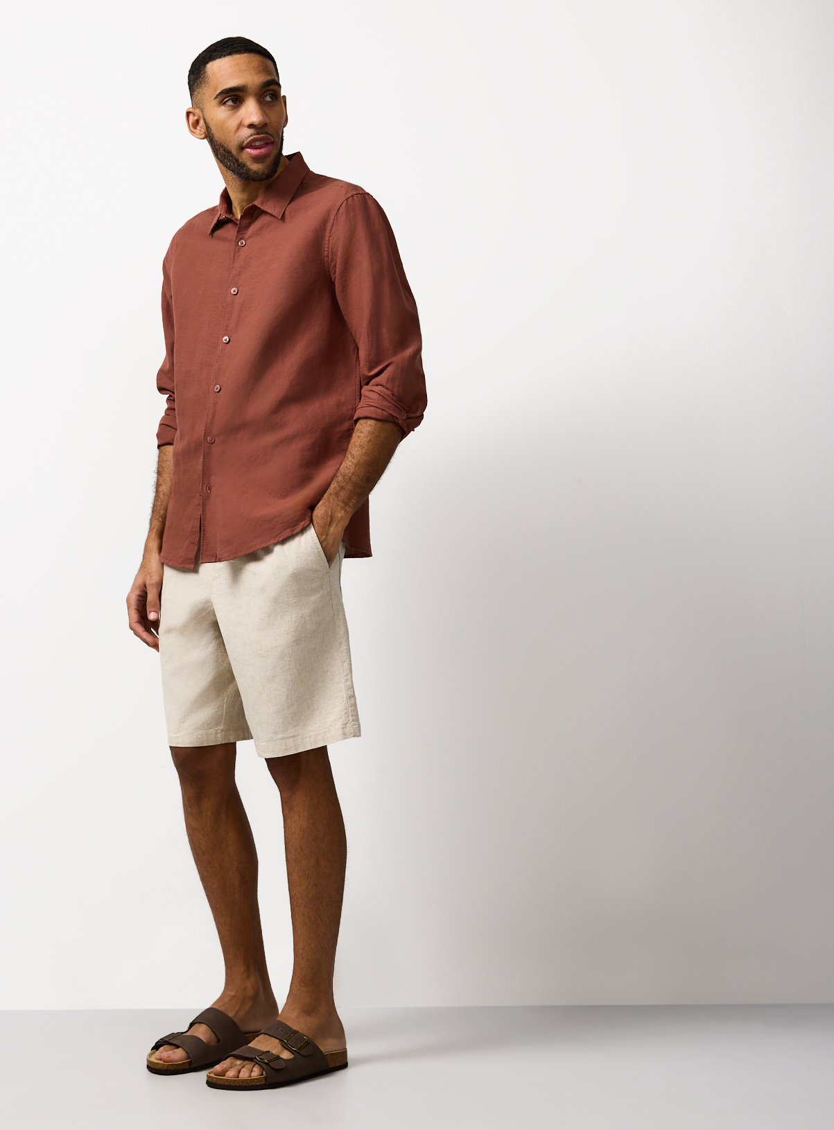 Natural Linen Blend Shorts 36 - Image 2 thumbnail