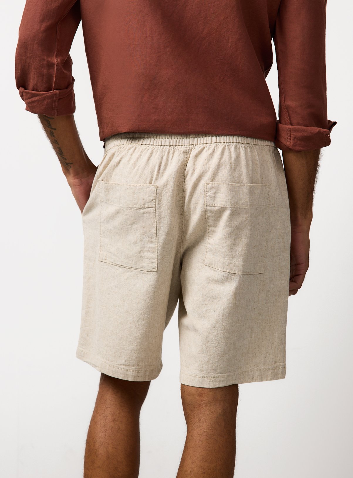 Natural Linen Blend Shorts 36 - Image 5 thumbnail