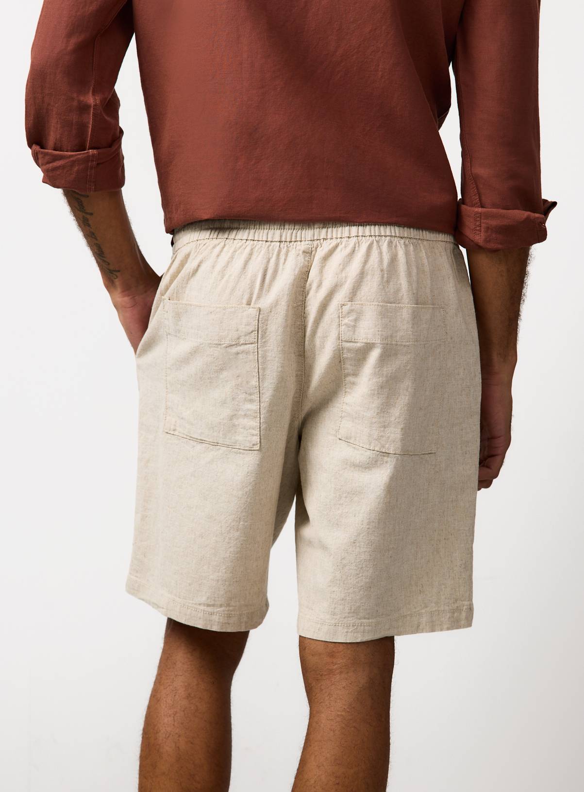 Natural Linen Blend Shorts 36 - Image 5