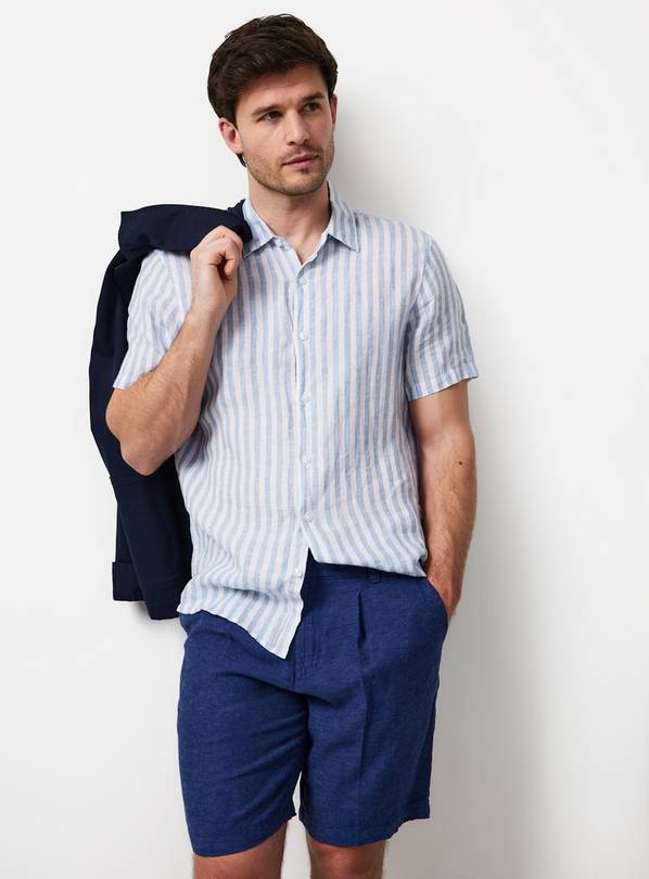 Indigo Linen Viscose Shorts 30