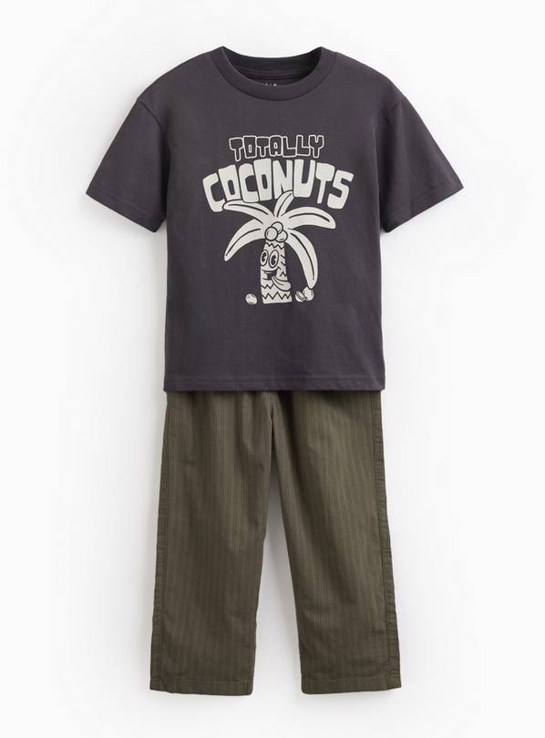Black Totally Coconuts Graphic T-Shirt & Trousers Set 4-5 years