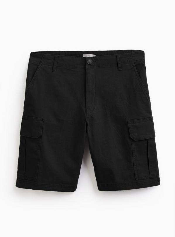 Black Longer Length Cargo Shorts 46