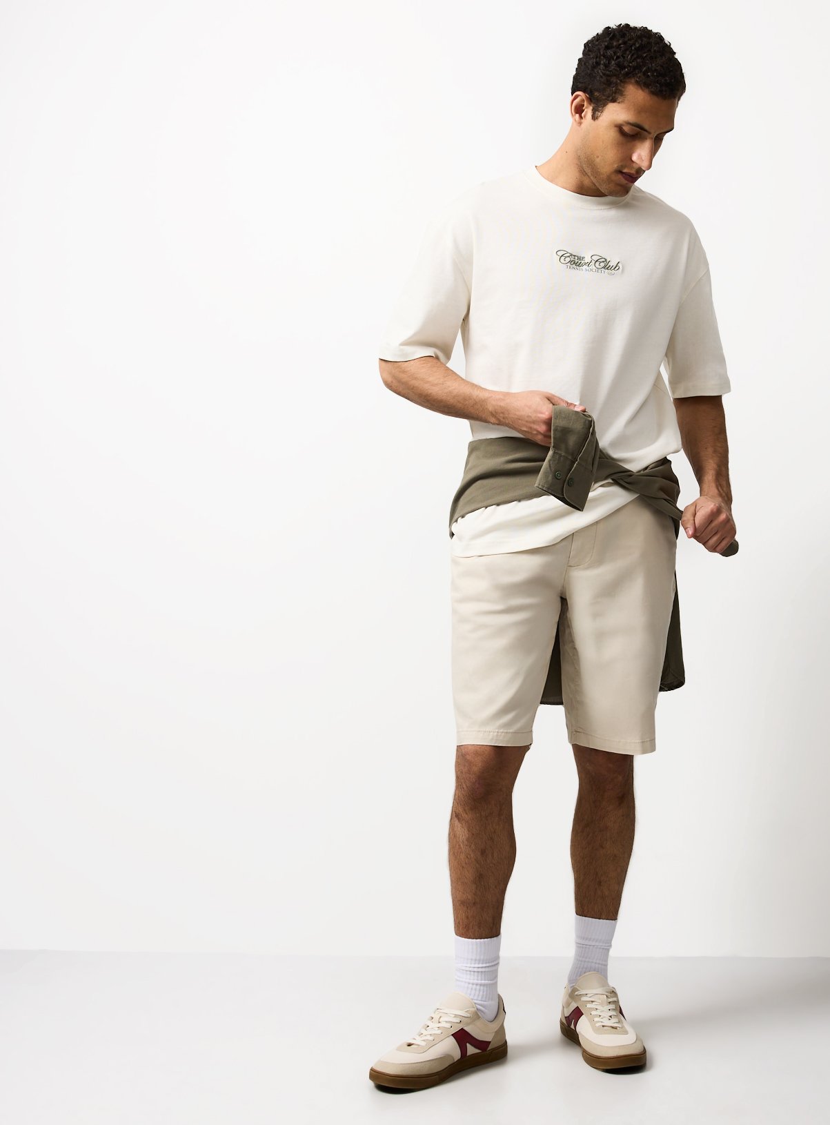 Cream Longer Length Lightweight Chino Shorts 50 - Image 2 thumbnail