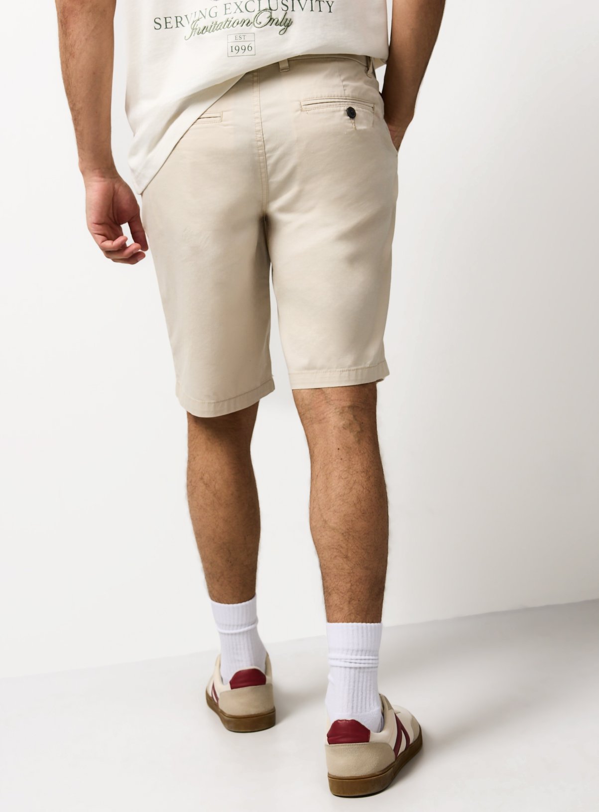Cream Longer Length Lightweight Chino Shorts 50 - Image 5 thumbnail