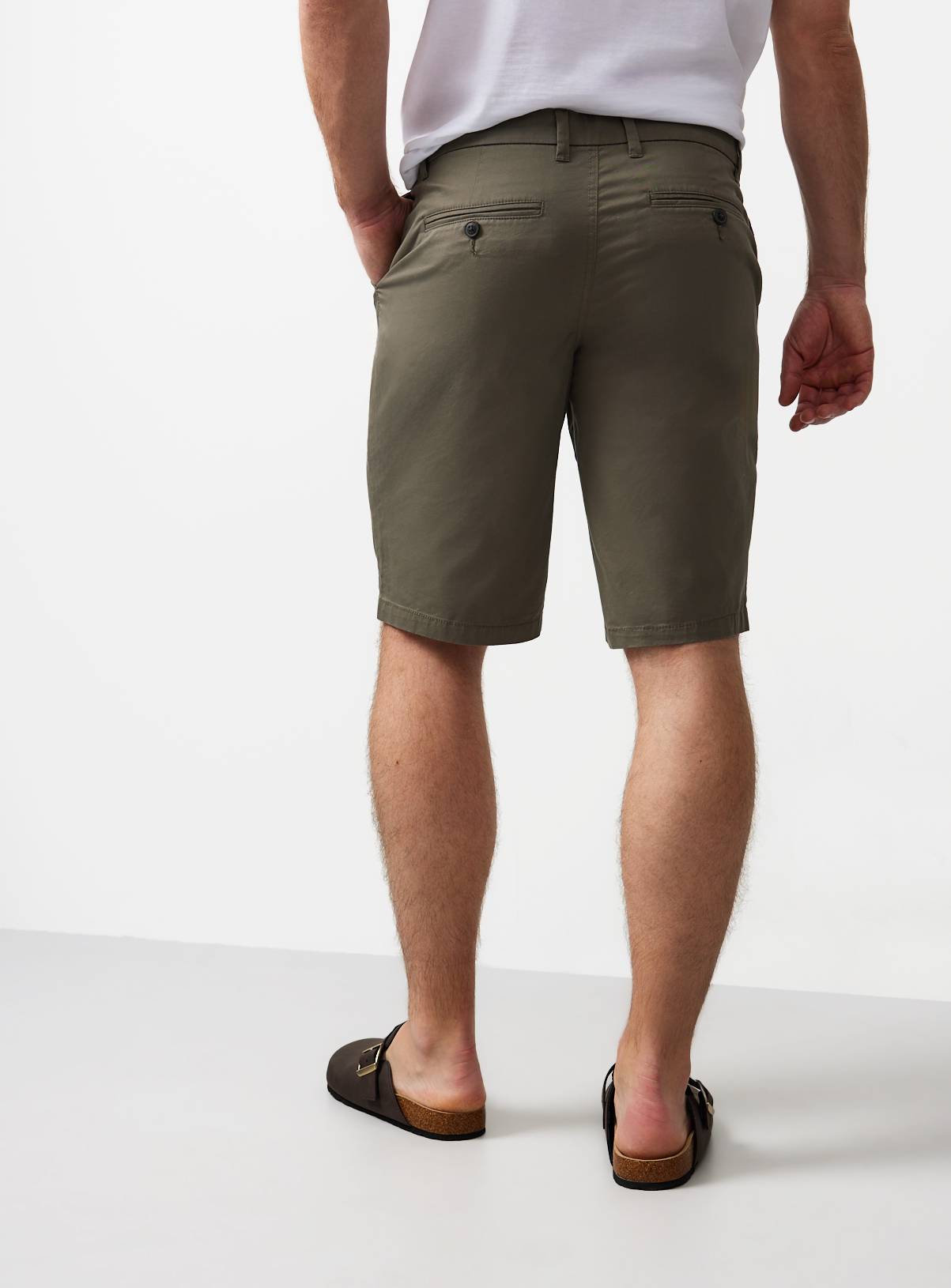 Khaki Longer Length Lightweight Chino Shorts 50 - Image 5