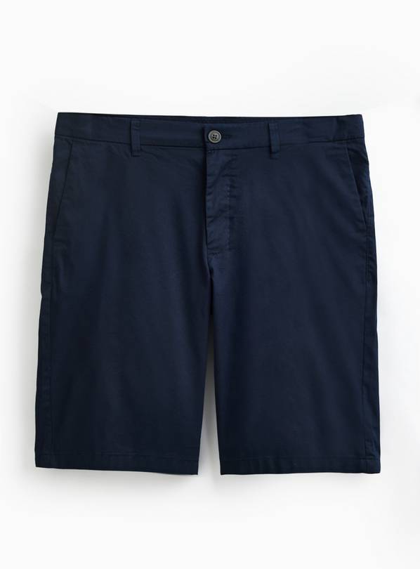 Navy Longer Length Lightweight Chino Shorts 34