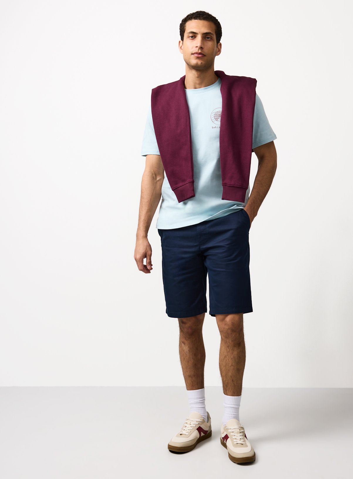 Navy Longer Length Lightweight Chino Shorts 44 - Image 2 thumbnail