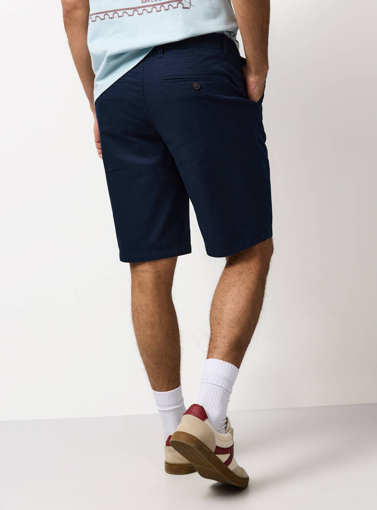 Navy Longer Length Lightweight Chino Shorts 44 - Image 5