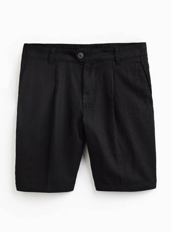 Black Linen Blend Shorts 38