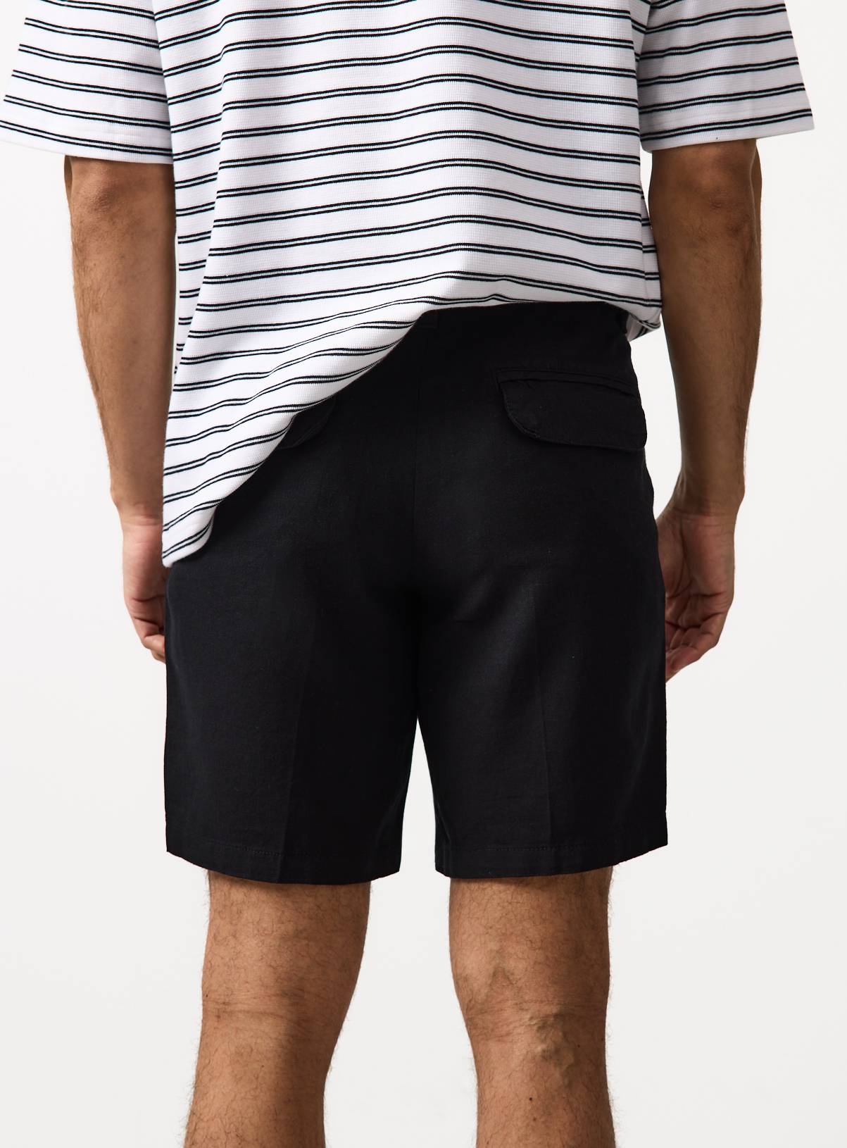 Black Linen Blend Shorts 48 - Image 5