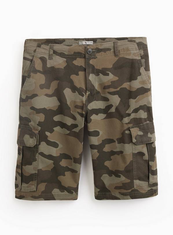 Green Camo Longer Length Cargo Shorts 44