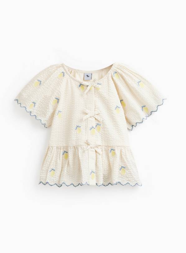Cream Lemon Embroidered Blouse 5-6 years