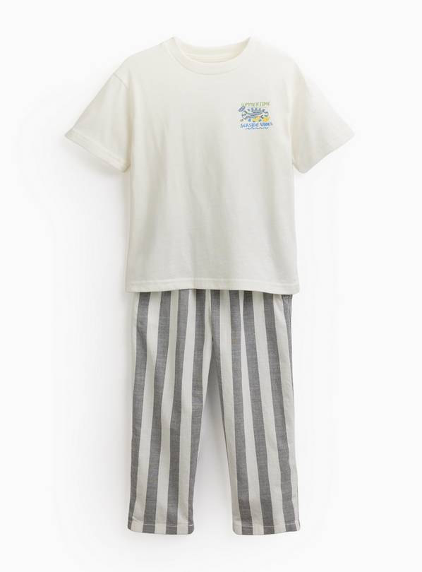 Cream Seaside Graphic T-Shirt & Trousers Set 5-6 years