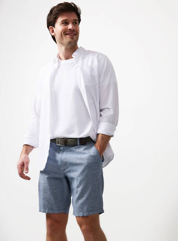 Navy Textured Puppytooth Chino Shorts 38