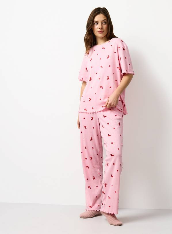 Pink Tomato Print Pointelle Co-ord Pyjama Top XXL