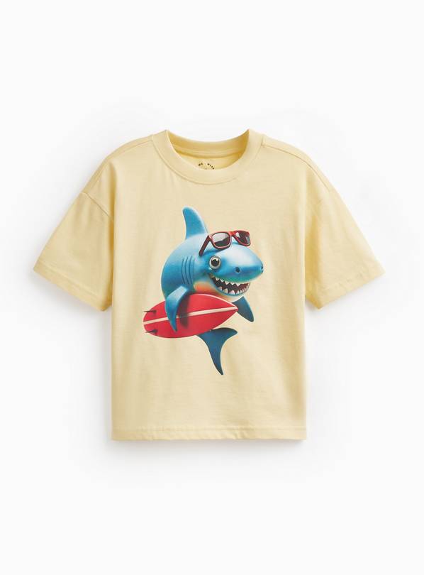 Yellow Shark Graphic Sun Bleached T-Shirt 2-3 years