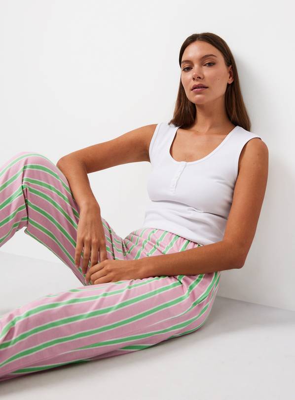 Pink & Green Stripe Pyjama Bottoms S