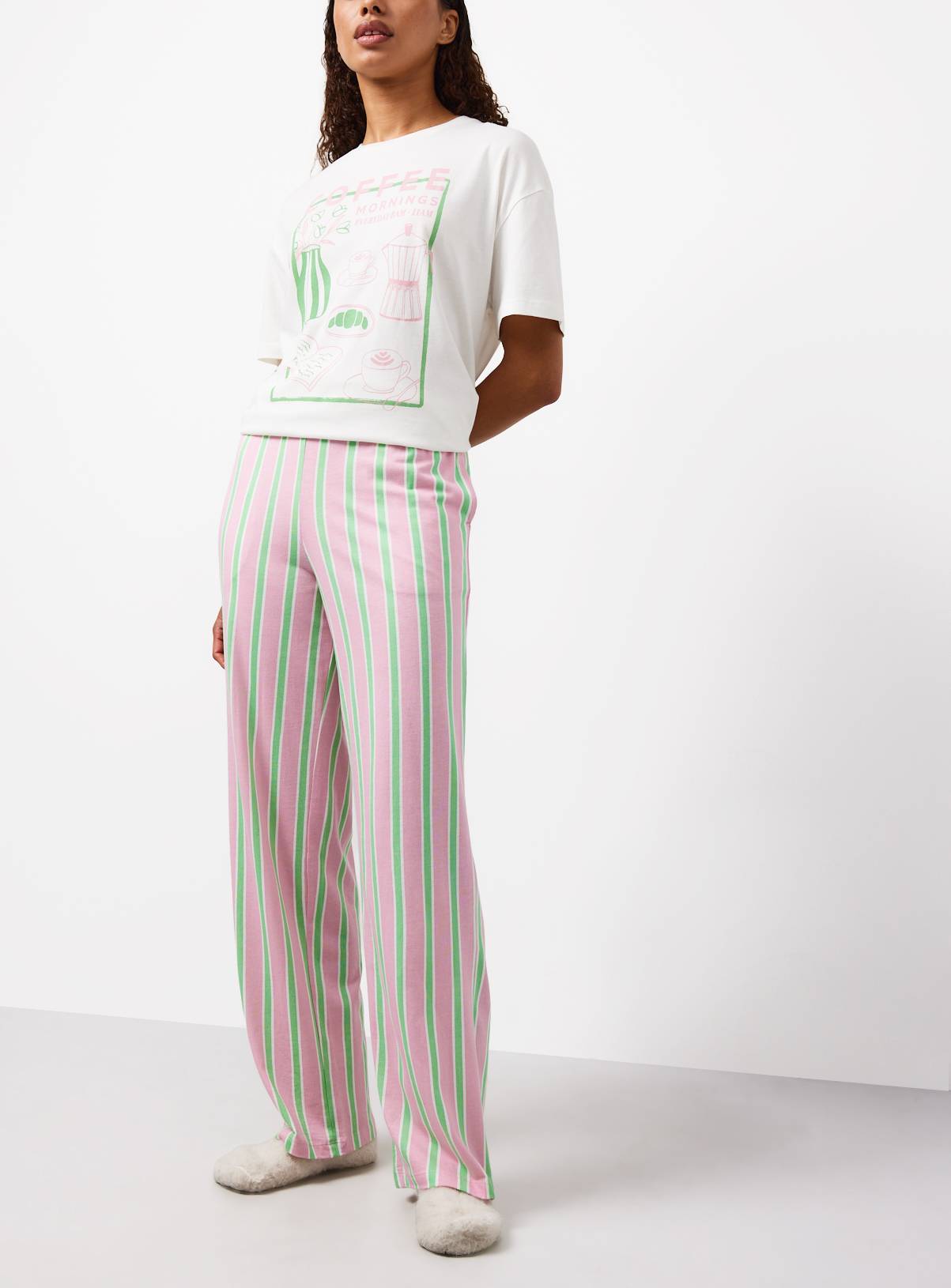 Pink & Green Stripe Pyjama Bottoms XXL - Image 1