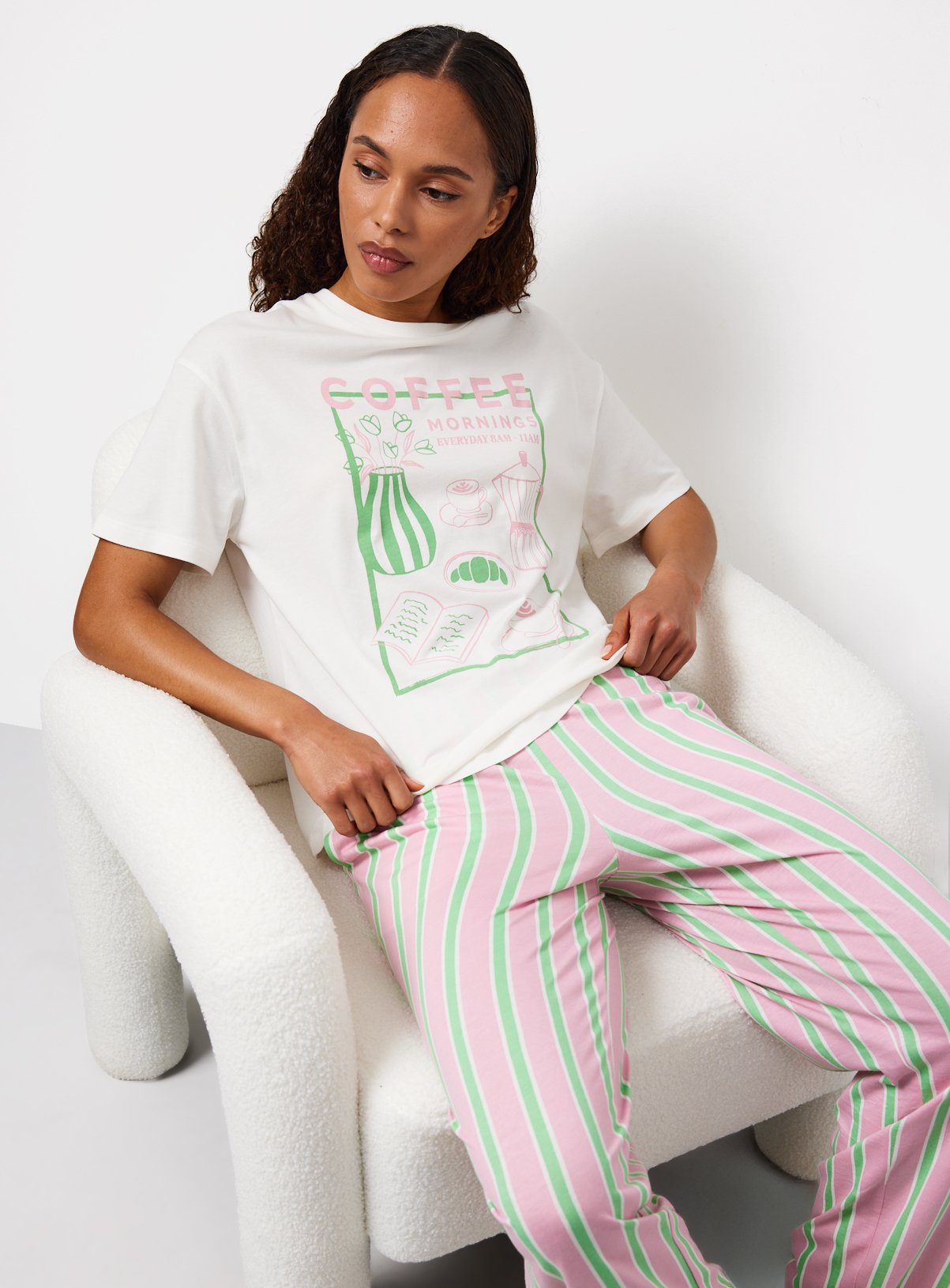 Pink & Green Stripe Pyjama Bottoms XXL - Image 2 thumbnail