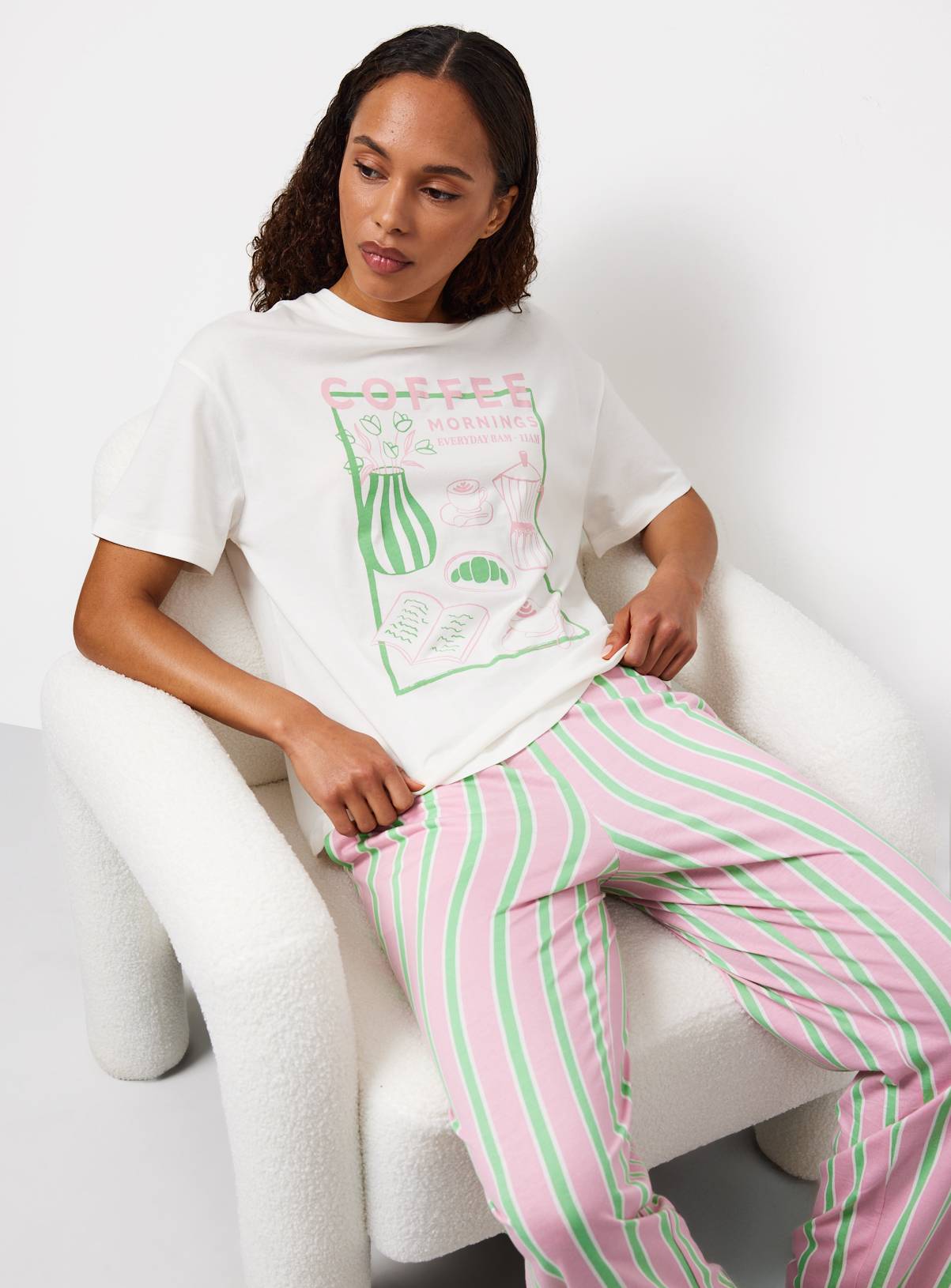 Pink & Green Stripe Pyjama Bottoms XXL - Image 2