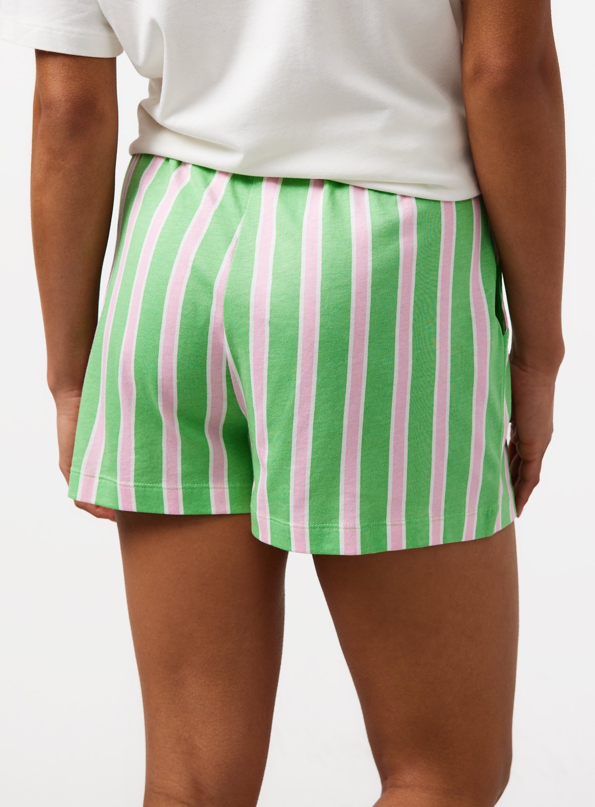 Green & Pink Stripe Pyjama Shorts L - Image 4 thumbnail