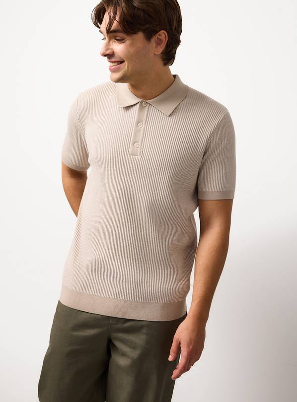 Stone Ribbed Polo Shirt XXXXL