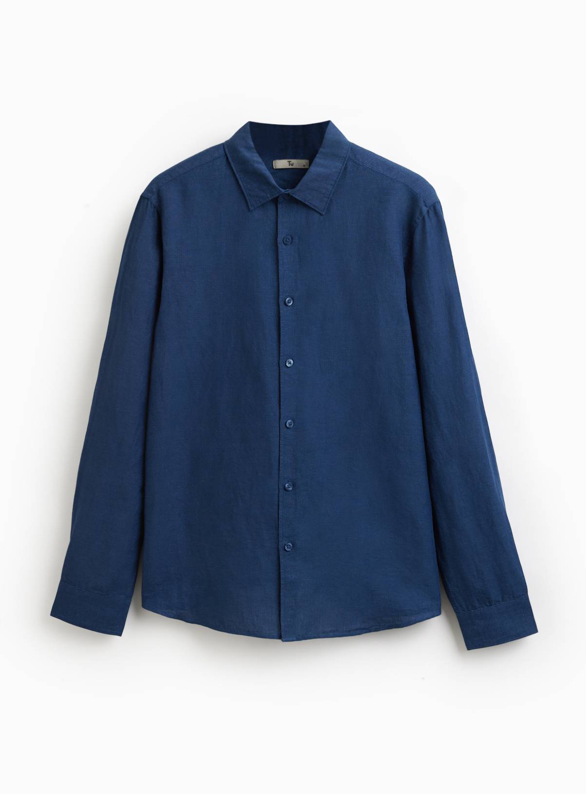 Indigo Linen Blend Long Sleeve Button Up Shirt XL - Image 3