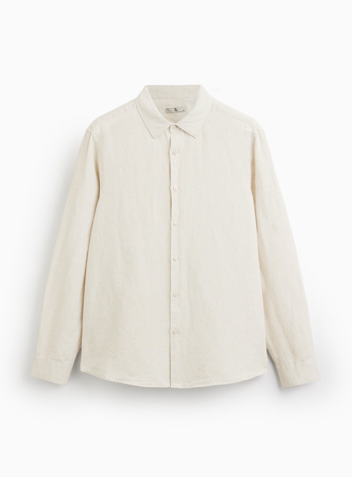 Stone Linen Blend Long Sleeve Button Up Shirt XL - Image 3 thumbnail