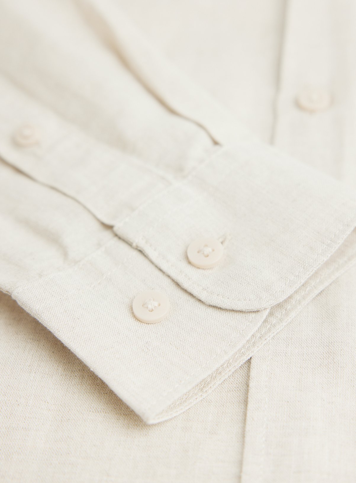 Stone Linen Blend Long Sleeve Button Up Shirt XL - Image 4 thumbnail